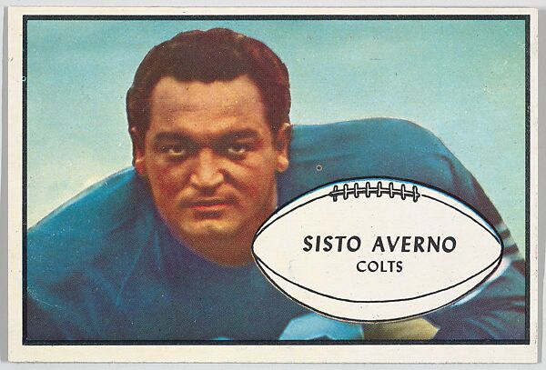 Sisto Averno, Colts, from the Bowman Football series (R407-5) issued by Bowman Gum, Issued by Bowman Gum Company, Commercial color lithograph 