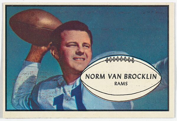 Norm Van Brocklin, Rams, from the Bowman Football series (R407-5) issued by Bowman Gum, Issued by Bowman Gum Company, Commercial color lithograph 