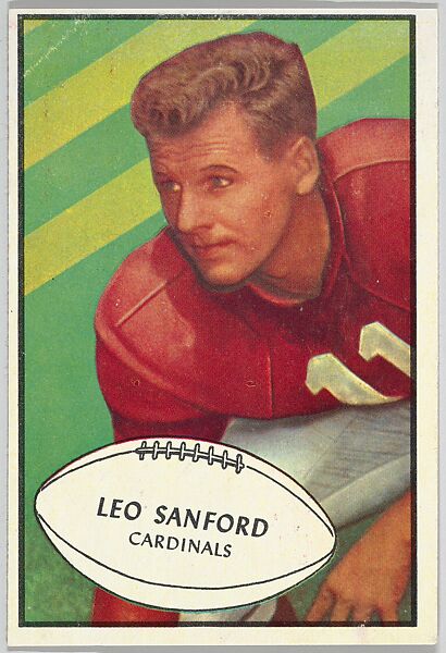 Leo Sanford, Cardinals, from the Bowman Football series (R407-5) issued by Bowman Gum, Issued by Bowman Gum Company, Commercial color lithograph 