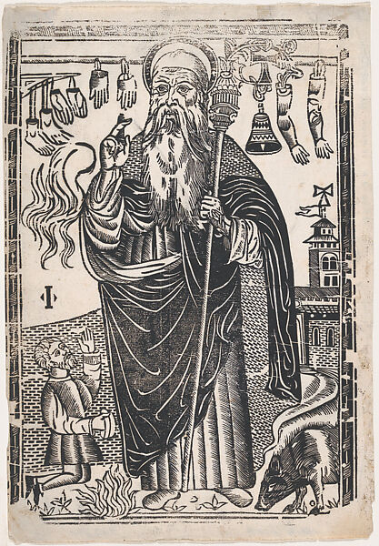 Saint  Anthony, Anonymous, Italian, 19th century, Woodcut 