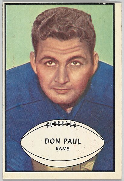 Don Paul, Rams, from the Bowman Football series (R407-5) issued by Bowman Gum, Issued by Bowman Gum Company, Commercial color lithograph 