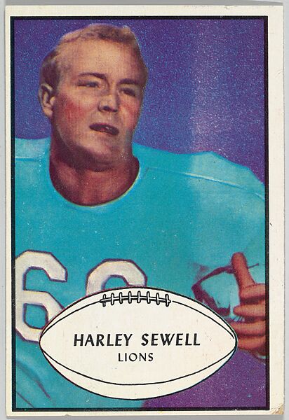 Harley Sewell, Lions, from the Bowman Football series (R407-5) issued by Bowman Gum, Issued by Bowman Gum Company, Commercial color lithograph 