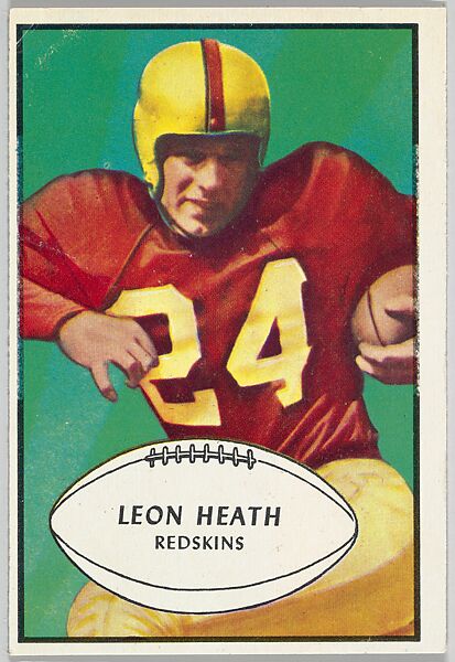 Leon Heath, Redskins, from the Bowman Football series (R407-5) issued by Bowman Gum, Issued by Bowman Gum Company, Commercial color lithograph 