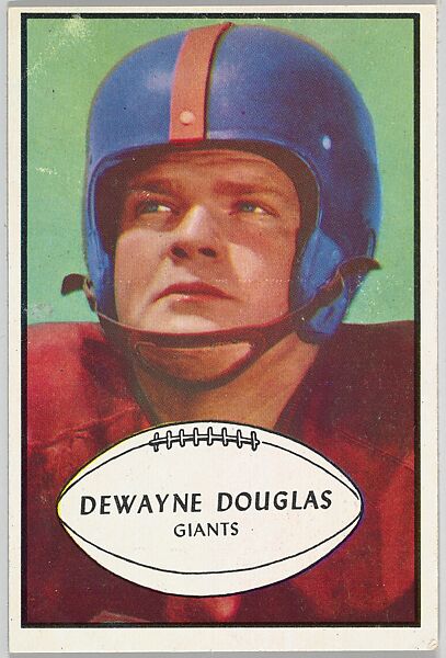 Dewayne Douglas, Giants, from the Bowman Football series (R407-5) issued by Bowman Gum, Issued by Bowman Gum Company, Commercial color lithograph 