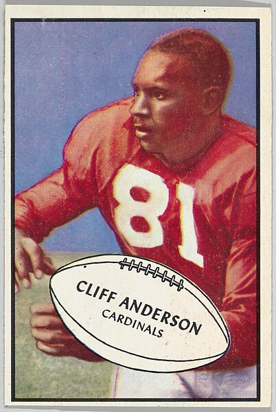 Cliff Anderson, Cardinals, from the Bowman Football series (R407-5) issued by Bowman Gum, Issued by Bowman Gum Company, Commercial color lithograph 