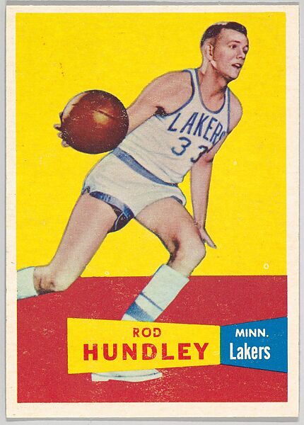 Card Number 43, Rod Hundley, Minneapolis Lakers, from the Topps Basketball series (R410) issued by Topps Chewing Gum Company, Issued by Topps Chewing Gum Company (American, Brooklyn), Commercial color lithograph 