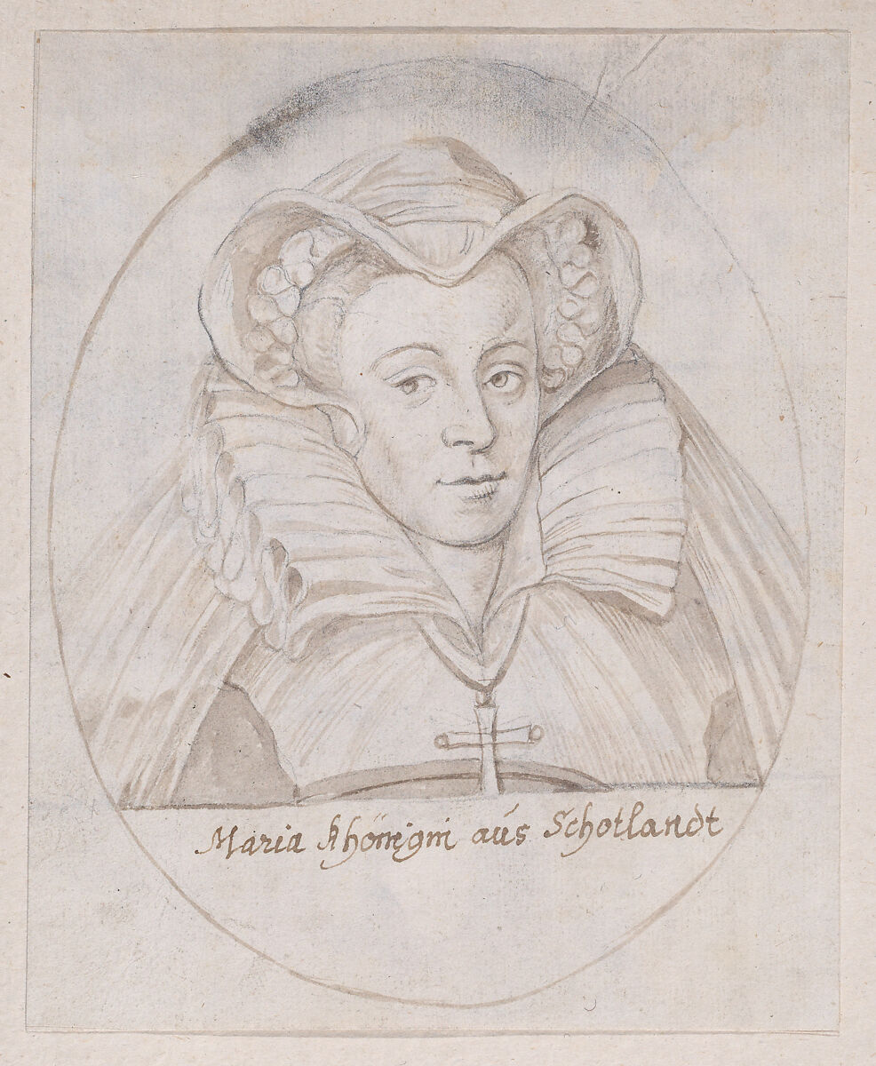 Mary, Queen of Scots, Portrait of Mary, Queen of Scots (British, Linlithgow 1542–1587 Fotheringhay), Graphite and wash 