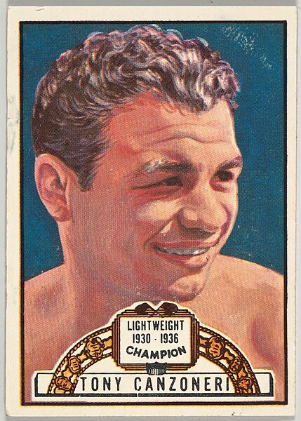 Tony Canzoneri, Lightweight Champion, 1930-1936, from the Topps Ringside series (R411) issued by Topps Chewing Gum Company, Issued by Topps Chewing Gum Company (American, Brooklyn), Commercial color lithograph 