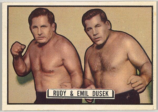 Rudy and Emil Dusek, from the Topps Ringside series (R411) issued by Topps Chewing Gum Company, Issued by Topps Chewing Gum Company (American, Brooklyn), Commercial color lithograph 