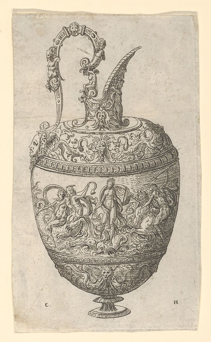 Design for a Ewer, Erasmus Hornick (Netherlandish, Antwerp ca. 1520–1583 Prague), Etching 