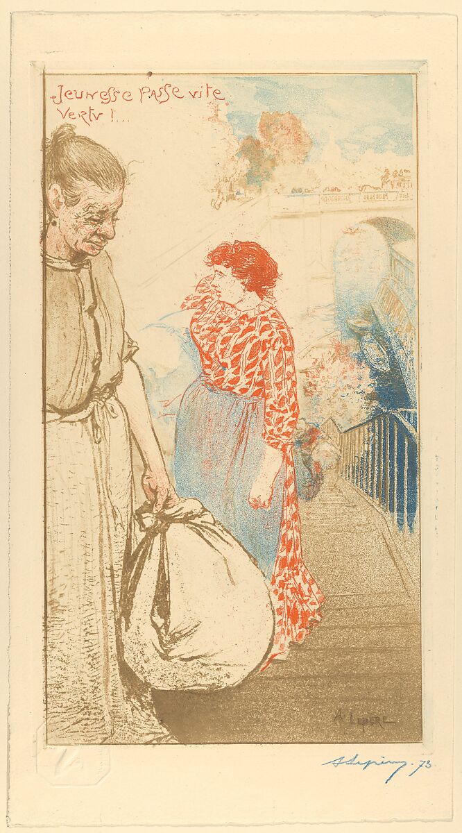 Laundresses (Blanchisseuses) (How Quickly Youth Fades! / Jeunesse passe vite vertu!), from "L'Estampe Originale", Auguste-Louis Lepère (French, Paris 1849–1918 Domme), Soft-ground etching and aquatint; printed in three colors 