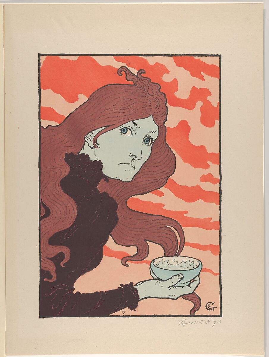 Vitrioleuse, Eugène-Samuel Grasset (French, born Switzerland, Lausanne 1841–1917 Paris), Lithograph, hand-stenciled in 5 colors 