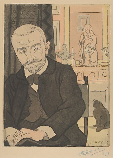 Portrait of Huysmans, Eugène Delâtre (French, Paris 1864–1938 Paris), Etching and aquatint in three colors 
