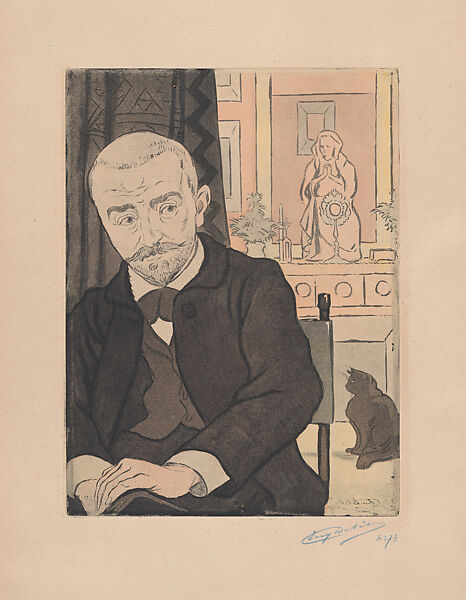 Portrait of Huysmans, from "L'Estampe Originale", Eugène Delâtre (French, Paris 1864–1938 Paris), Etching and aquatint in three colors