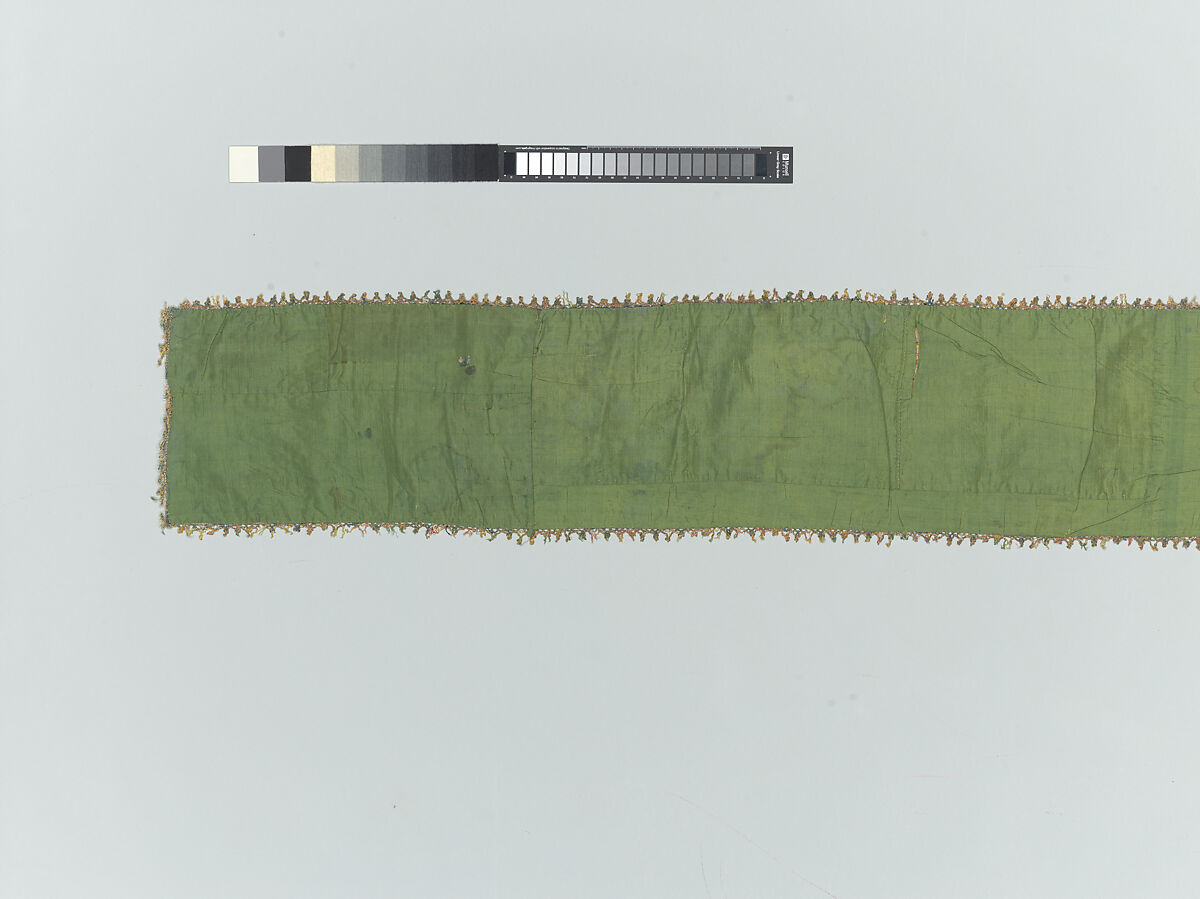 Torah binder, Possibly by Miriam Foa (probably Italian, first half of 17th century), Silk embroidery on linen textile, lace edging, woven silk backing, Italian