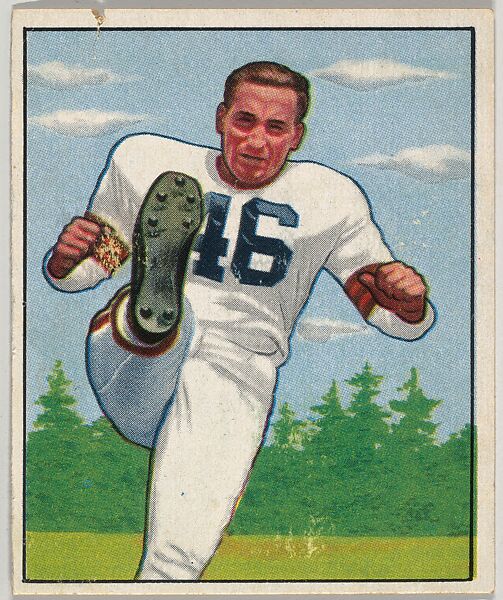 Card Number 6, Lou Groza, Tackle, Cleveland Browns, from the Bowman Football series (R407-2) issued by Bowman Gum, Issued by Bowman Gum Company, Commercial color lithograph 