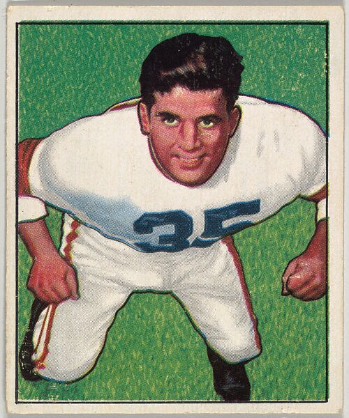 Card Number 7, Alex Agase, Guard, Cleveland Browns, from the Bowman Football series (R407-2) issued by Bowman Gum, Issued by Bowman Gum Company, Commercial color lithograph 