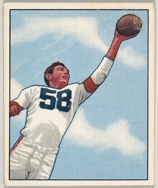 Card Number 8, Mac Speedie, End, Cleveland Browns, from the Bowman Football series (R407-2) issued by Bowman Gum, Issued by Bowman Gum Company, Commercial color lithograph 