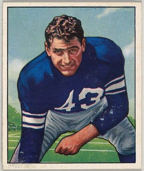 Card Number 13, Martin Ruby, Tackle, New York Yanks, from the Bowman Football series (R407-2) issued by Bowman Gum, Issued by Bowman Gum Company, Commercial color lithograph 