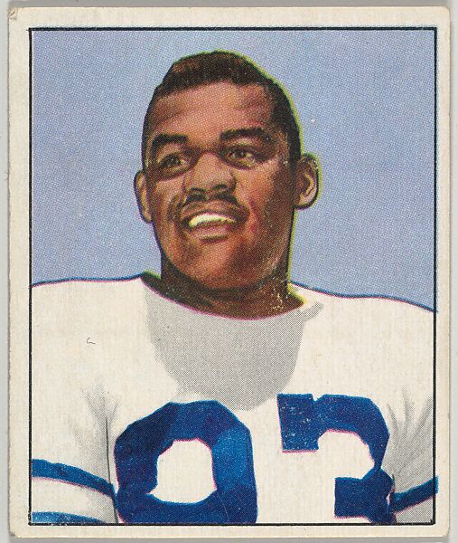 Card Number 14, George Taliaferro, Halfback, New York Yanks, from the Bowman Football series (R407-2) issued by Bowman Gum, Issued by Bowman Gum Company, Commercial color lithograph 