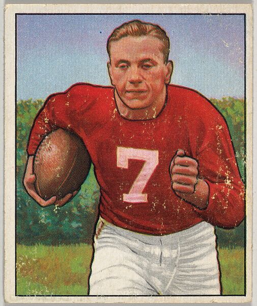 Card Number 21, Elmer Angsman, Right Halfback, Chicago Cardinals, from the Bowman Football series (R407-2) issued by Bowman Gum, Issued by Bowman Gum Company, Commercial color lithograph 