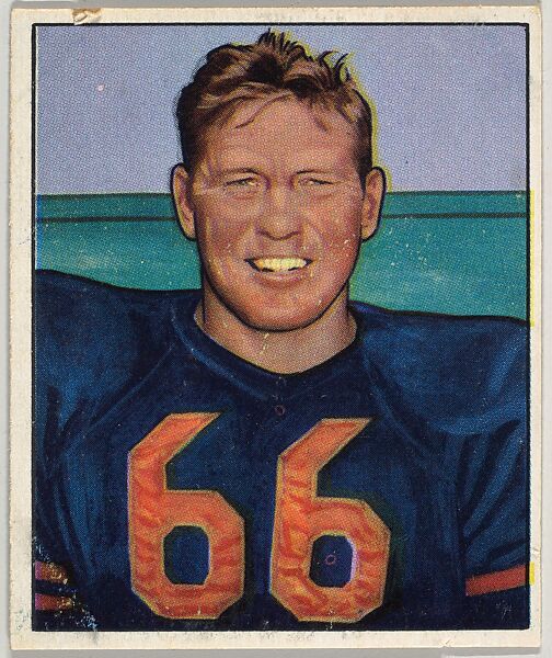 Card Number 28, Clyde Turner, Center, Chicago Bears, from the Bowman Football series (R407-2) issued by Bowman Gum, Issued by Bowman Gum Company, Commercial color lithograph 