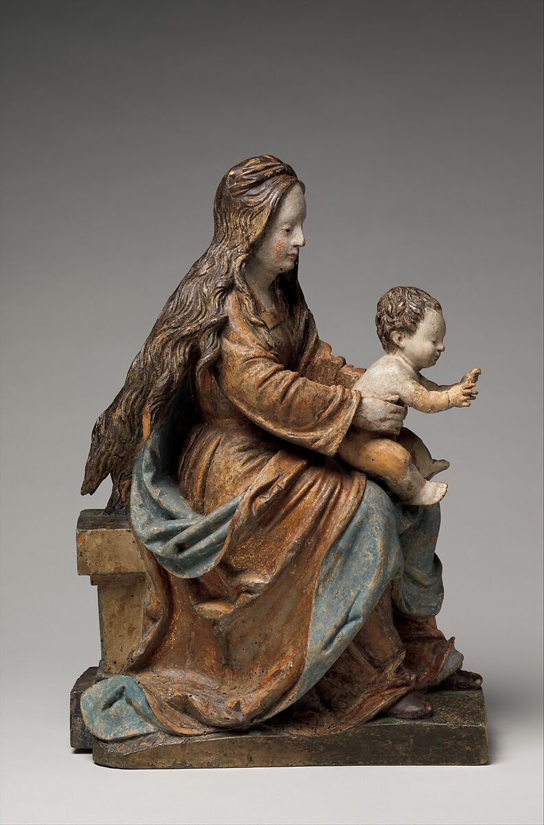 Virgin and Child, from an Adoration Group, Workshop of Hans Thoman (German, active Memmingen, ca. 1514–25), Limewood with polychromy, German
