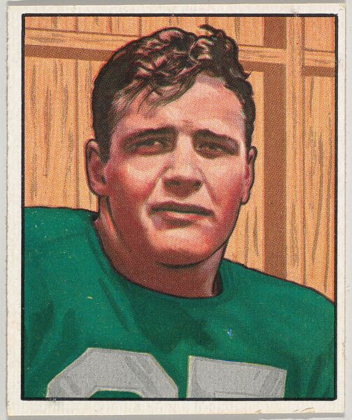 Card Number 42, Barry French, Tackle, Baltimore Colts, from the Bowman Football series (R407-2) issued by Bowman Gum, Issued by Bowman Gum Company, Commercial color lithograph 