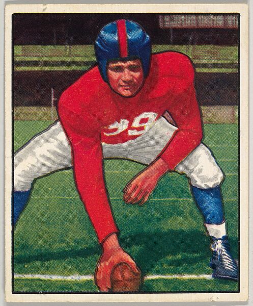 Card Number 69, Dewitt Coulter, Center, New York Giants, from the Bowman Football series (R407-2) issued by Bowman Gum, Issued by Bowman Gum Company, Commercial color lithograph 