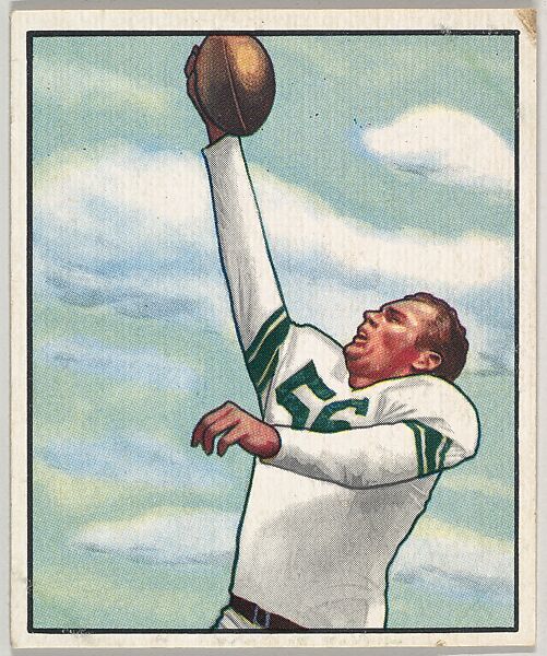 Card Number 76, Bill Leonard, End, Baltimore Colts, from the Bowman Football series (R407-2) issued by Bowman Gum, Issued by Bowman Gum Company, Commercial color lithograph 