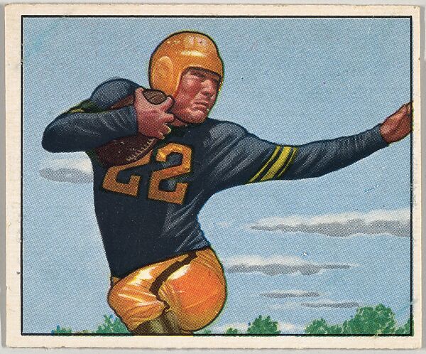 Card Number 20, Jerry Nuzum, Right Halfback, Pittsburgh Steelers, from the Bowman Football series (R407-2) issued by Bowman Gum, Issued by Bowman Gum Company, Commercial color lithograph 