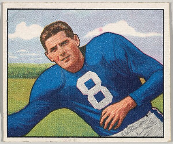 Card Number 49, Sam Tamburo, Ends, New York Yanks, from the Bowman Football series (R407-2) issued by Bowman Gum, Issued by Bowman Gum Company, Commercial color lithograph 