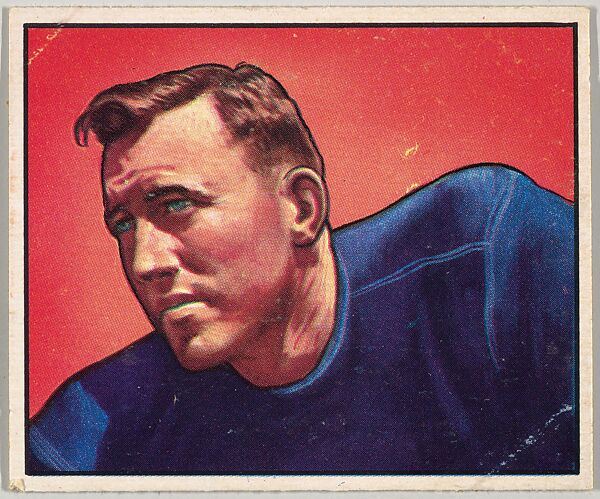 Card Number 84, Barney Poole, End, New York Yanks, from the Bowman Football series (R407-2) issued by Bowman Gum, Issued by Bowman Gum Company, Commercial color lithograph 