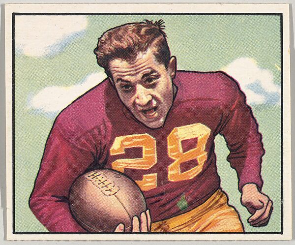 Card Number 102, Frank Spaniel, Halfback, Washington Redskins, from the Bowman Football series (R407-2) issued by Bowman Gum, Issued by Bowman Gum Company, Commercial color lithograph 