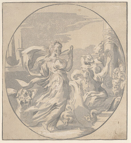 Circe drinking from a cup, an oval composition
