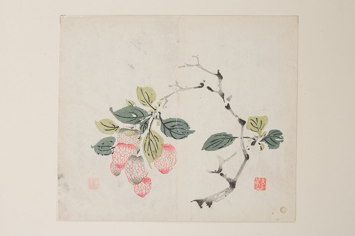 Leaf from the Ten Bamboo Studio Manual of Painting and Calligraphy, Individual leaf from a printed book; ink and color on paper, China 