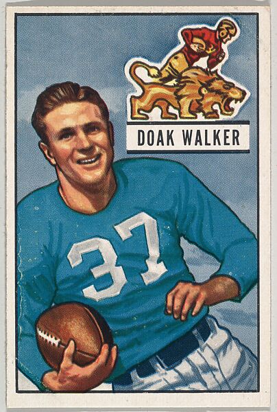 Card Number 25, Doak Walker, Halfback, Detroit Lions, from the Bowman Football series (R407-3) issued by Bowman Gum, Issued by Bowman Gum Company, Commercial color lithograph 