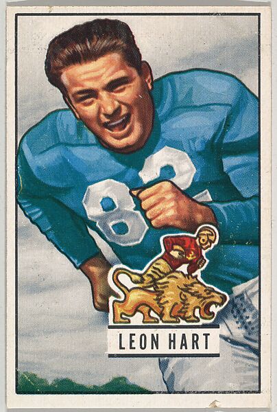 Card Number 26, Leon Hart, Fullback, Detroit Lions, from the Bowman Football series (R407-3) issued by Bowman Gum, Issued by Bowman Gum Company, Commercial color lithograph 