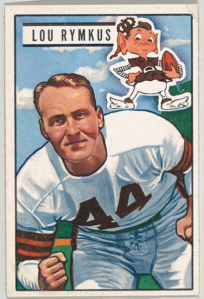 Card Number 38, Lou Rymkus, Tackle, from the Bowman Football series (R407-3) issued by Bowman Gum, Issued by Bowman Gum Company, Commercial color lithograph 