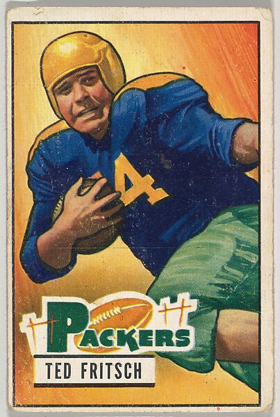 Card Number 54, Ted Fritsch, Fullback, Green Bay Packers, from the Bowman Football series (R407-3) issued by Bowman Gum, Issued by Bowman Gum Company, Commercial color lithograph 