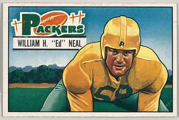 Card Number 18, William H. "Ed" Neal, Guard and Center, Green Bay Packers, from the Bowman Football series (R407-3) issued by Bowman Gum, Issued by Bowman Gum Company, Commercial color lithograph 