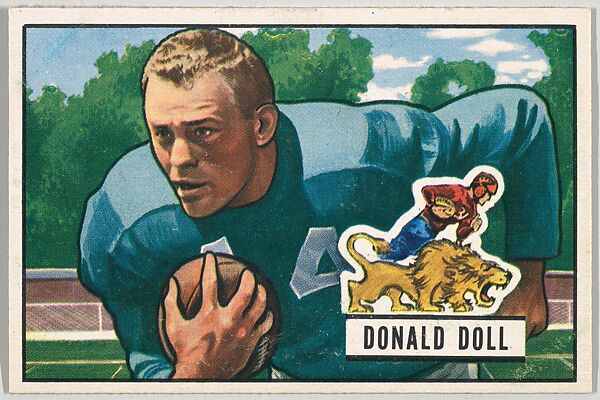 Card Number 61, Donald Doll, Halfback, Detroit Lions, from the Bowman Football series (R407-3) issued by Bowman Gum, Issued by Bowman Gum Company, Commercial color lithograph 