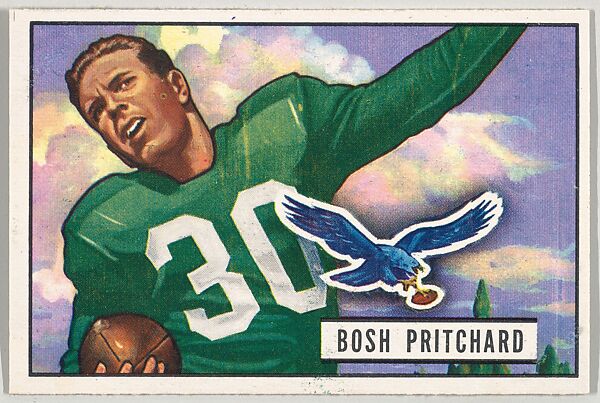 Card Number 82, Bosh Pritchard, Halfback, Philadelphia Eagles, from the Bowman Football series (R407-3) issued by Bowman Gum, Issued by Bowman Gum Company, Commercial color lithograph 