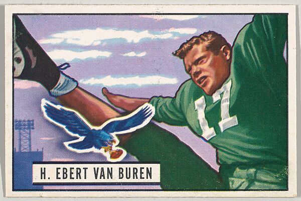 Card Number 84, H. Ebert Van Buren, Fullback and Halfback, Philadelphia Eagles, from the Bowman Football series (R407-3) issued by Bowman Gum, Issued by Bowman Gum Company, Commercial color lithograph 
