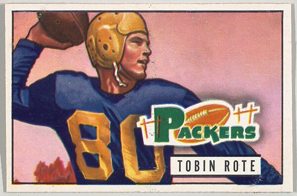 Card Number 88, Tobin Rote, Quarterback, Green Bay Packers, from the Bowman Football series (R407-3) issued by Bowman Gum, Issued by Bowman Gum Company, Commercial color lithograph 