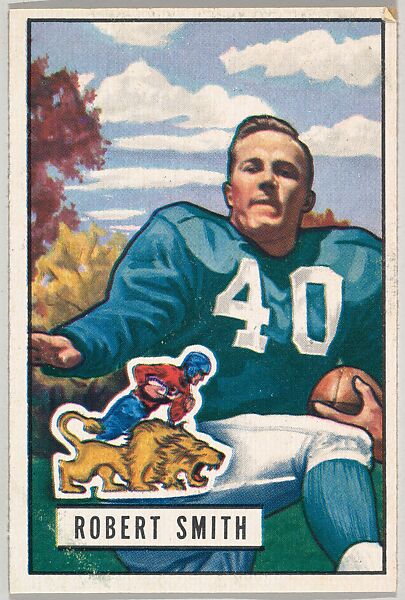 Card Number 101, Robert Smith, Halfback, Detroit Lions, from the Bowman Football series (R407-3) issued by Bowman Gum, Issued by Bowman Gum Company, Commercial color lithograph 