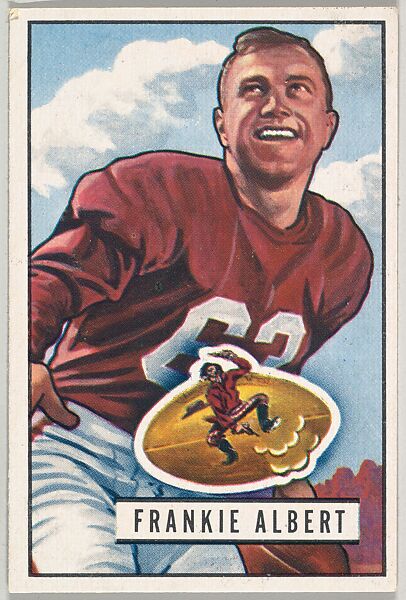 Card Number 103, Frankie Albert, Quarterback, San Francisco 49ers, from the Bowman Football series (R407-3) issued by Bowman Gum, Issued by Bowman Gum Company, Commercial color lithograph 