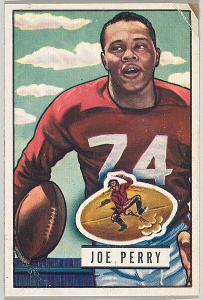 Issued by Bowman Gum Company, Card Number 105, Joe Perry, Fullback, San  Francisco 49ers, from the Bowman Football series (R407-3) issued by Bowman  Gum