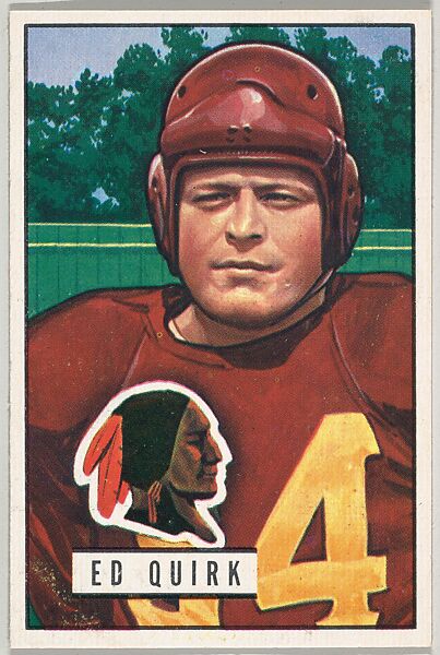 Card Number 107, Ed Quirk, Fullback, Washington Redskins, from the Bowman Football series (R407-3) issued by Bowman Gum, Issued by Bowman Gum Company, Commercial color lithograph 