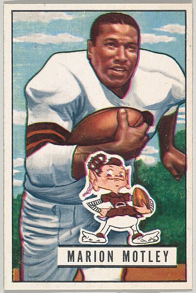 Card Number 109, Marion Motley, Fullback, Cleveland Browns, from the Bowman Football series (R407-3) issued by Bowman Gum, Issued by Bowman Gum Company, Commercial color lithograph 